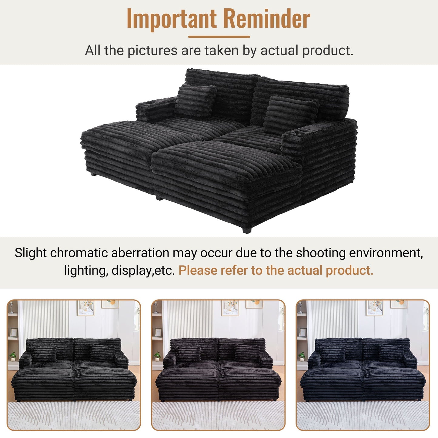 Oversized Double Chaise Lounge Sofa Bed With USB Ports And Cup Holders