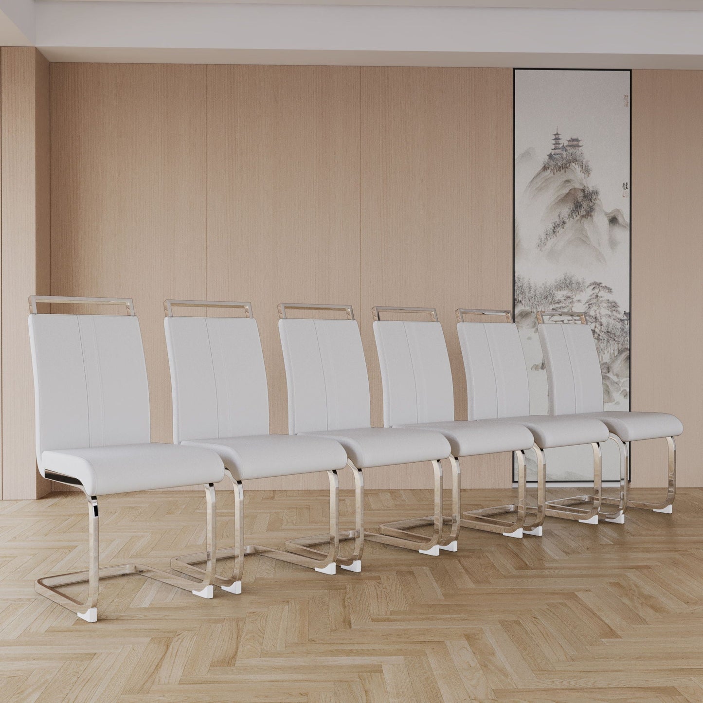 Modern Dining Chairs With Padded Seat, High Back
