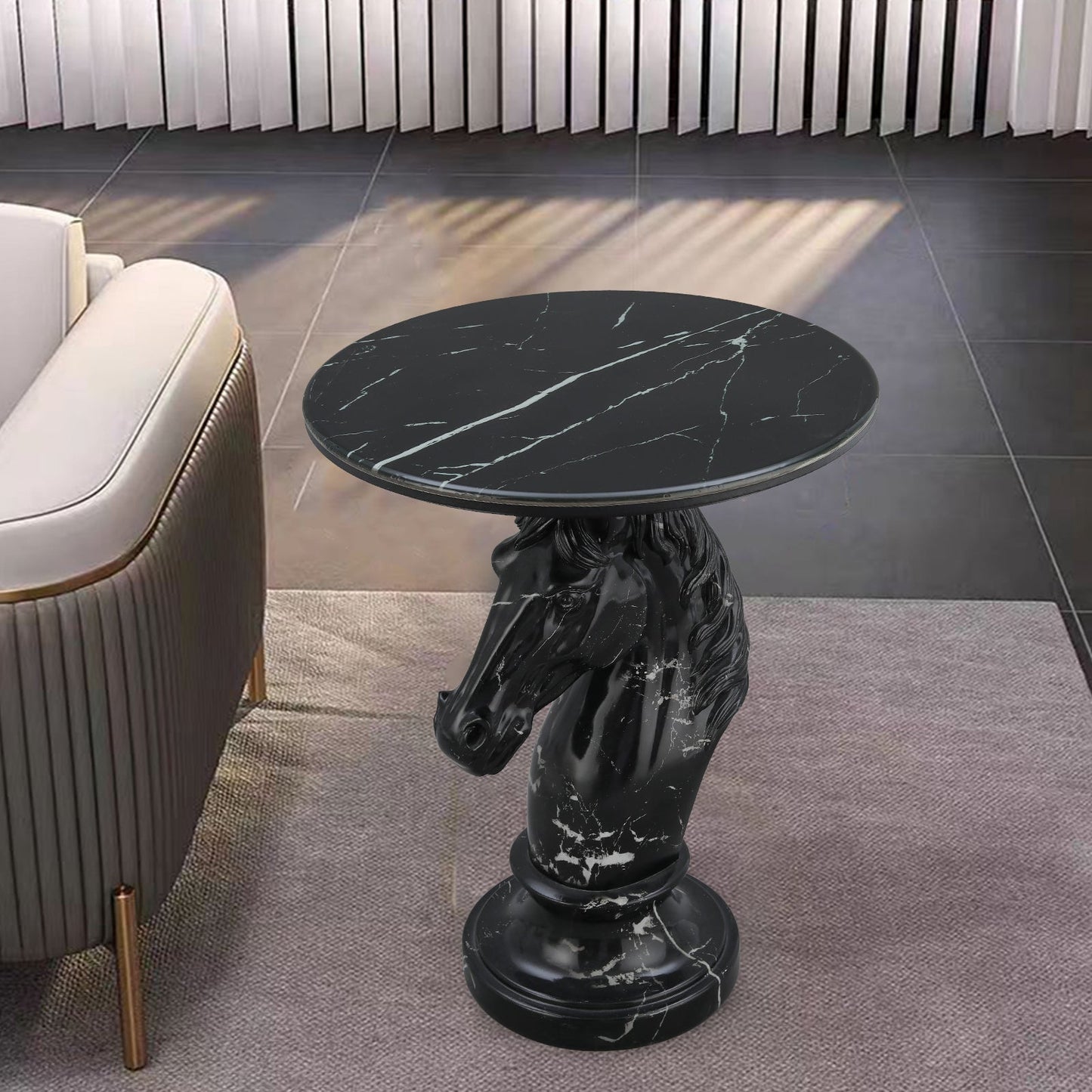 Horse Head Accent Table Animal Statue End Table