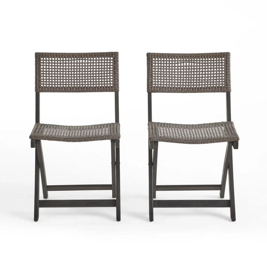 Bistro Foldable Chair With Wicker Backrest