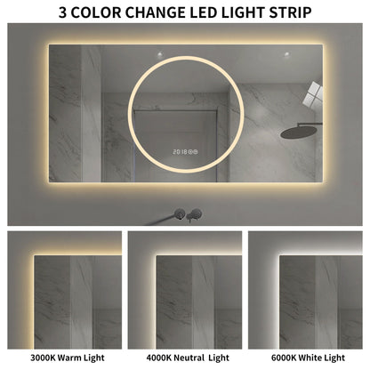 LED Vanity Mirror With Anti Fog & Dimmable Lights, Wall-Mounted - Antique Silver