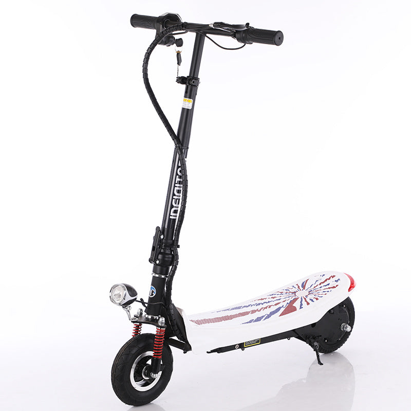 FlipStylez IDEIGITOD Black Foldable Electric Scooter | 24V Lithium Battery, Gold Spring Suspension, LED Headlight, Kids & Adults E-Scooter
