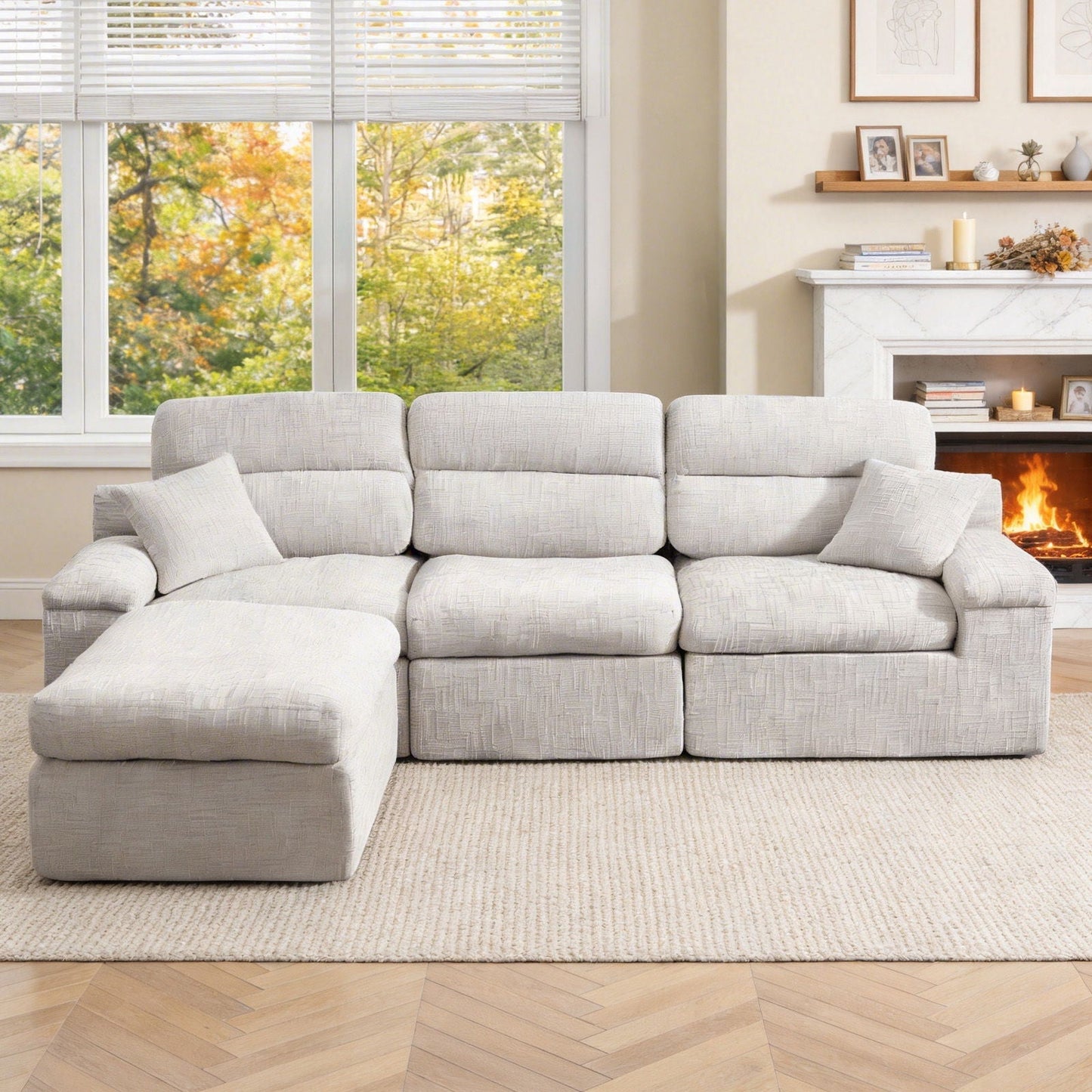 Corner Chaise Sofa With High Backrest