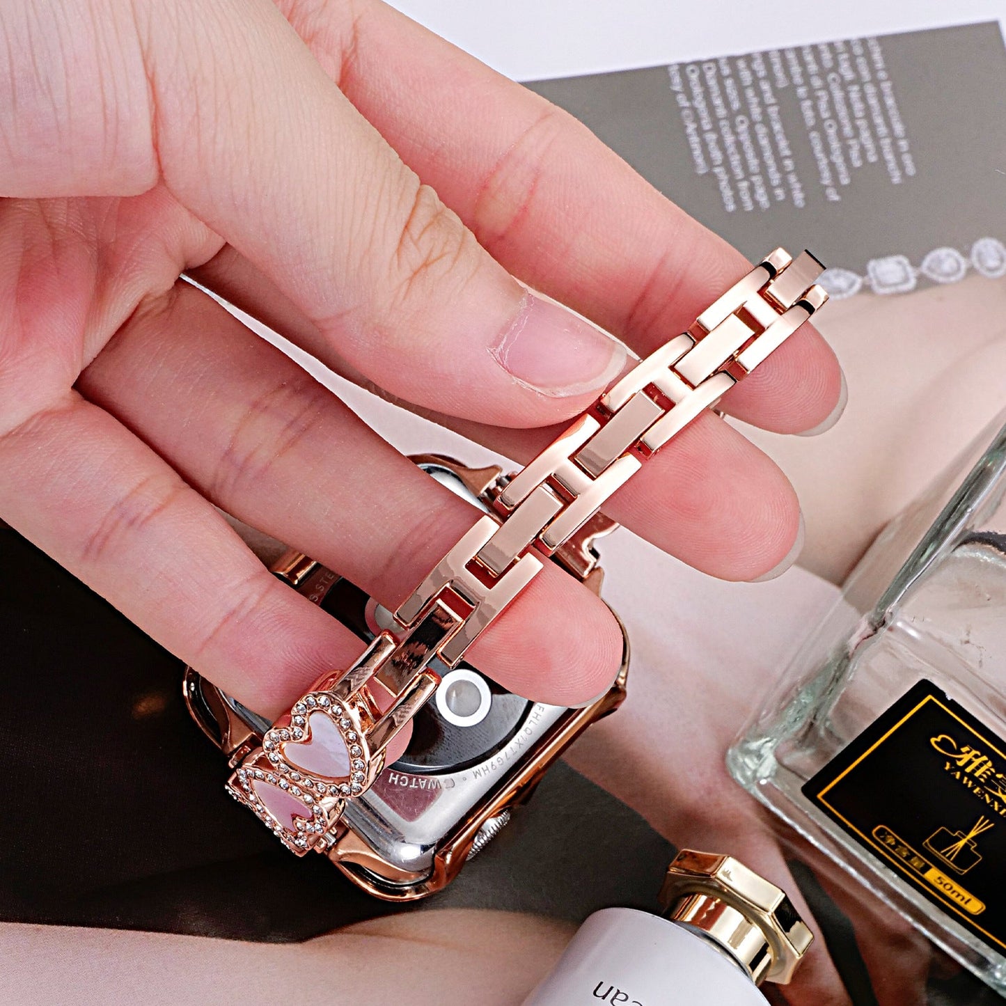 Loving-Heart Shell Metal Watch Strap