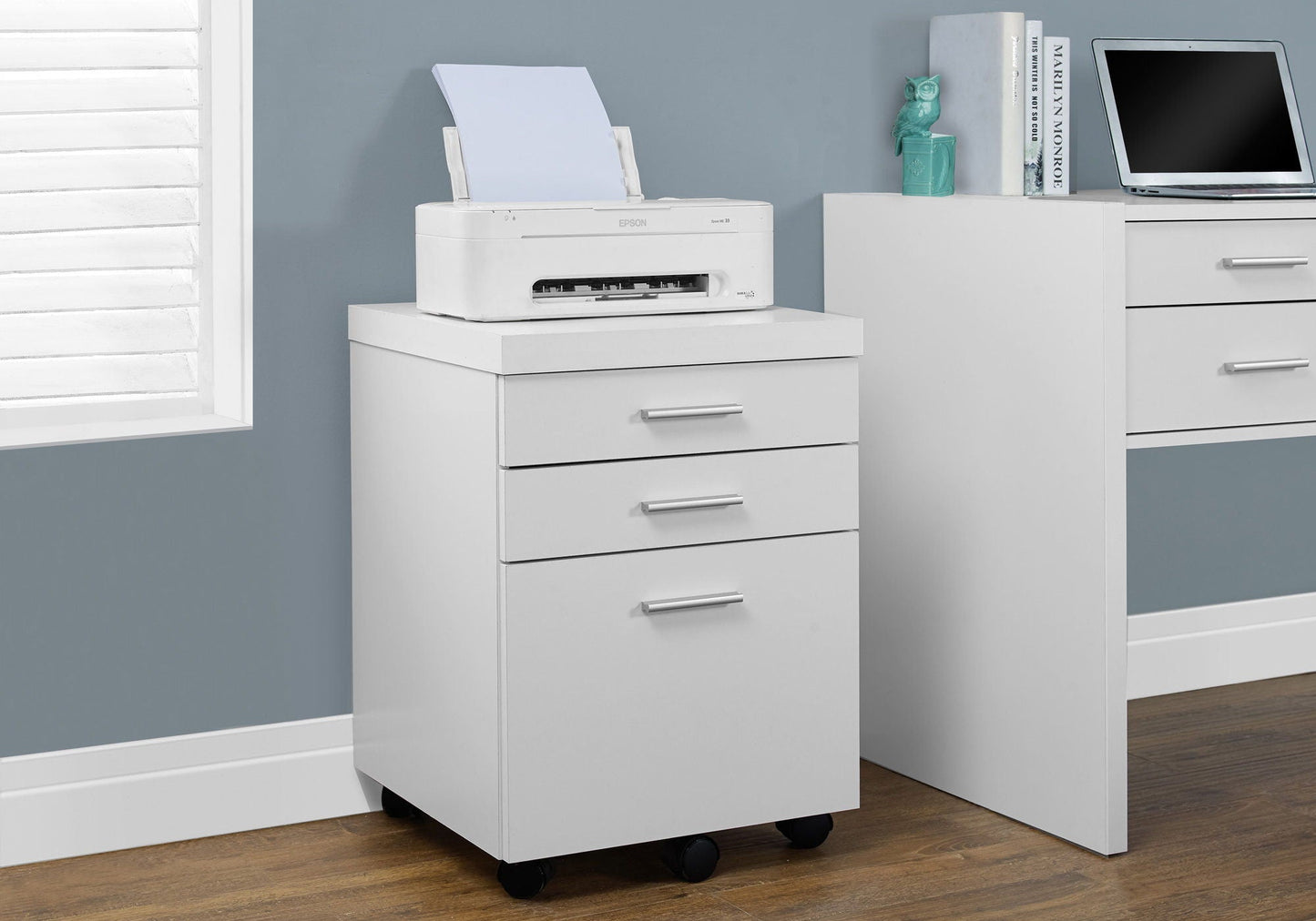 Rolling Mobile File Cabinet with Storage Drawers & Printer Stand