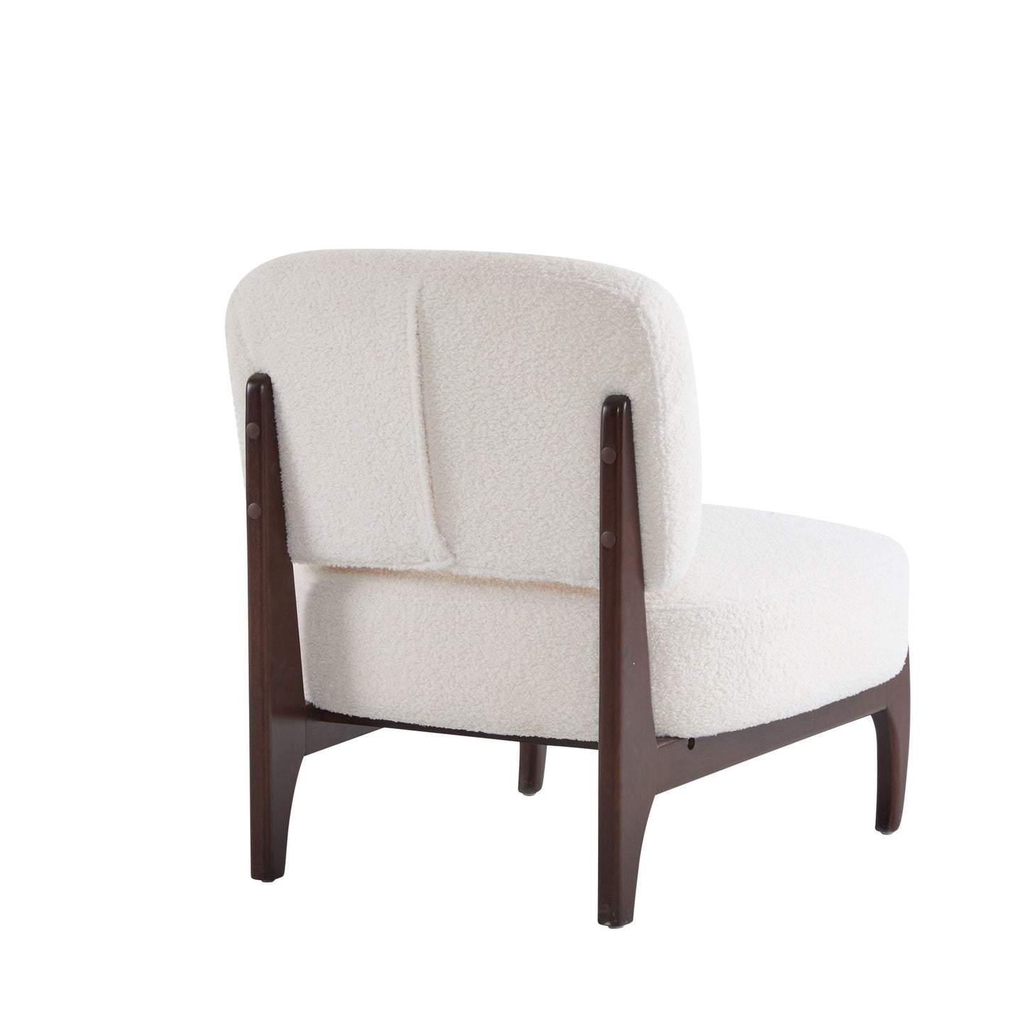 Modern Boucle Lounge Chair With Solid Wood Frame