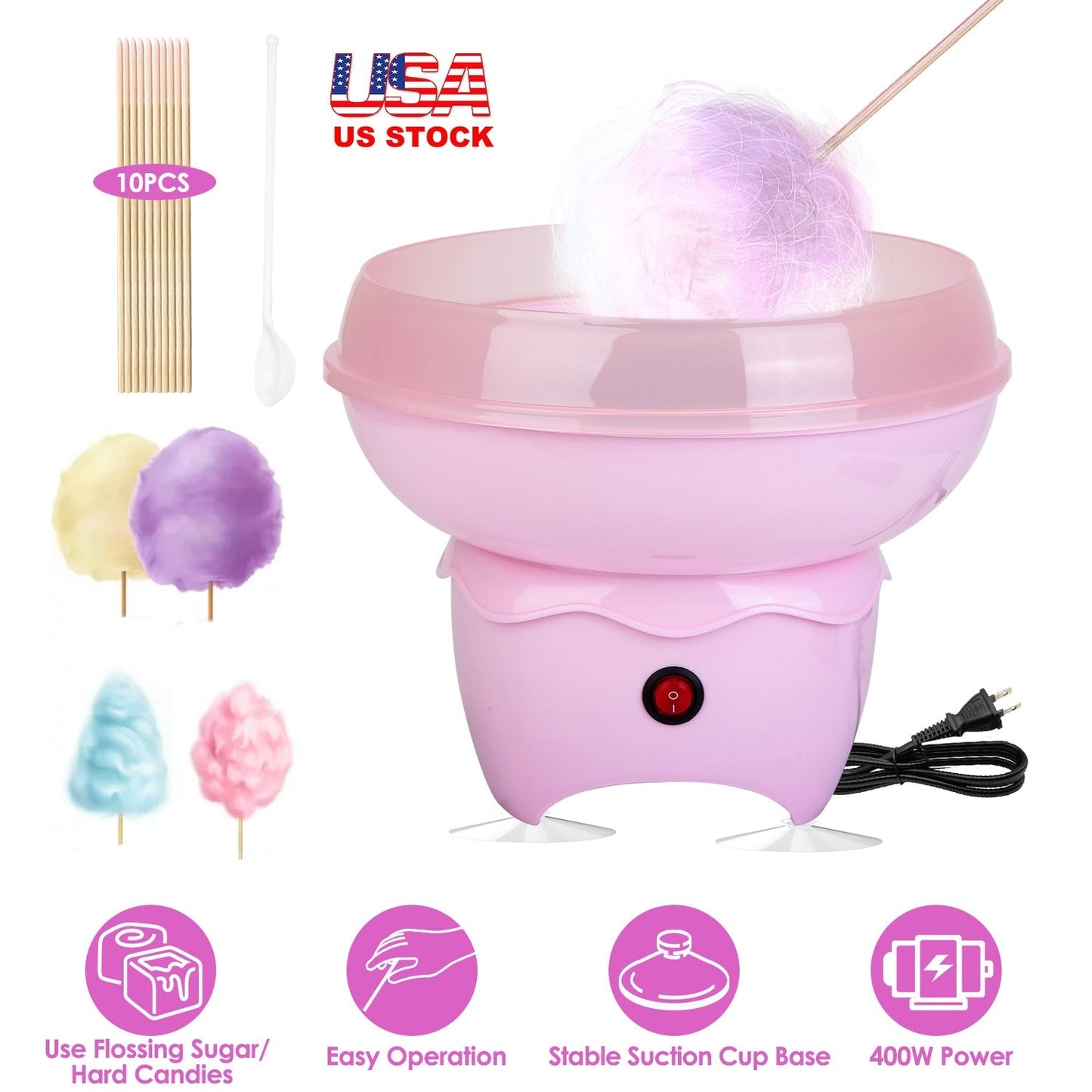 Cotton Candy Maker Portable Cotton Candy Machine Electric Cotton Candy Express_x000B__x000B_for Kids Christmas Gift Birthday