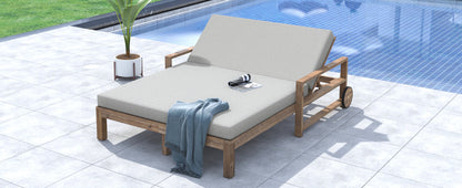 TREXM 1-Piece Farmhouse Wooden Outdoor Sunbed for 2 People