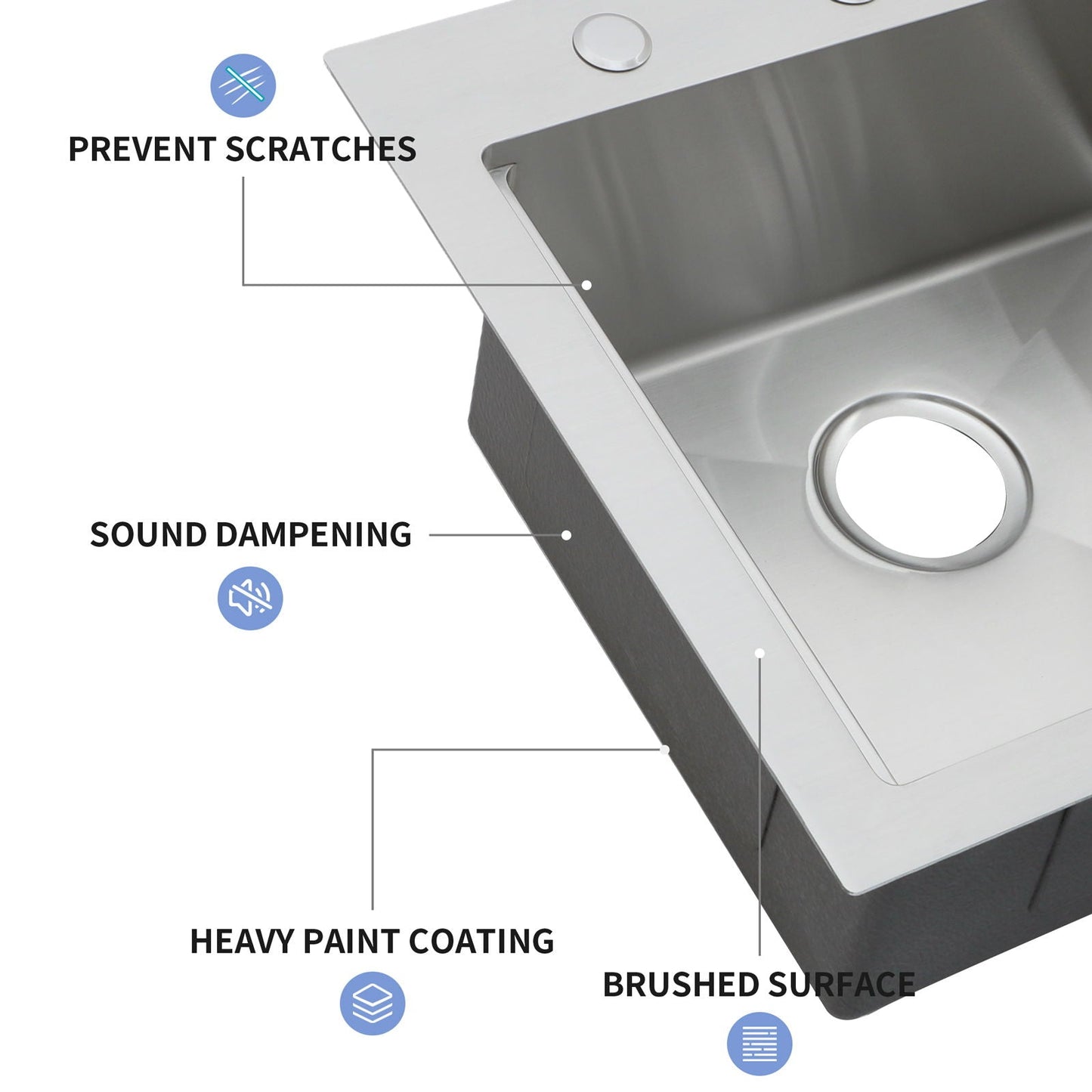 21" Drop In Kitchen Sink With Pull Out Faucet And Sink Cover, 16 Gauge - Brushed Nickel