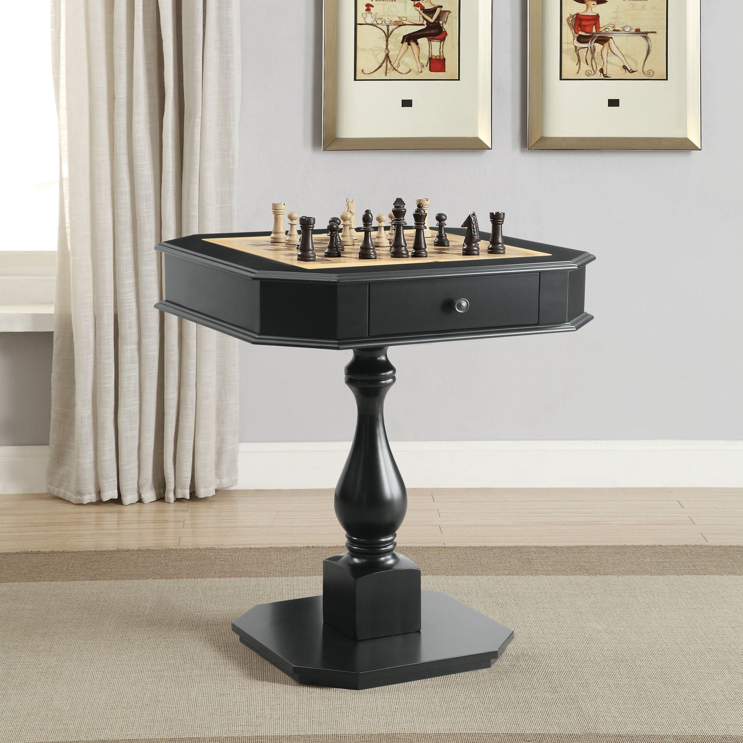 Bishop - Reversible Chess Checker Game Table With Game Tray (Chess Figures Not Included)