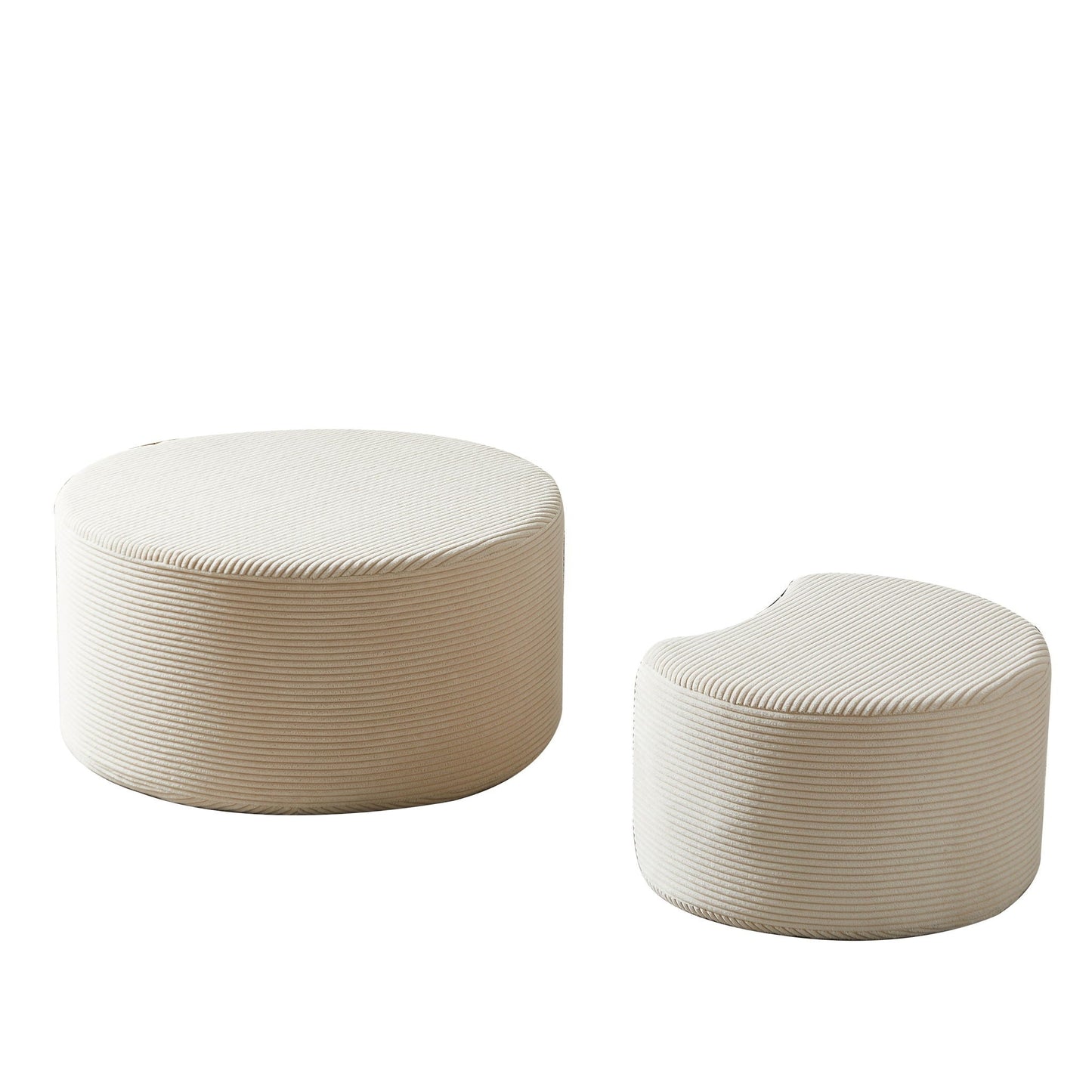 Modern Upholstered Round Coffee Table For Living Room (Set of 2)