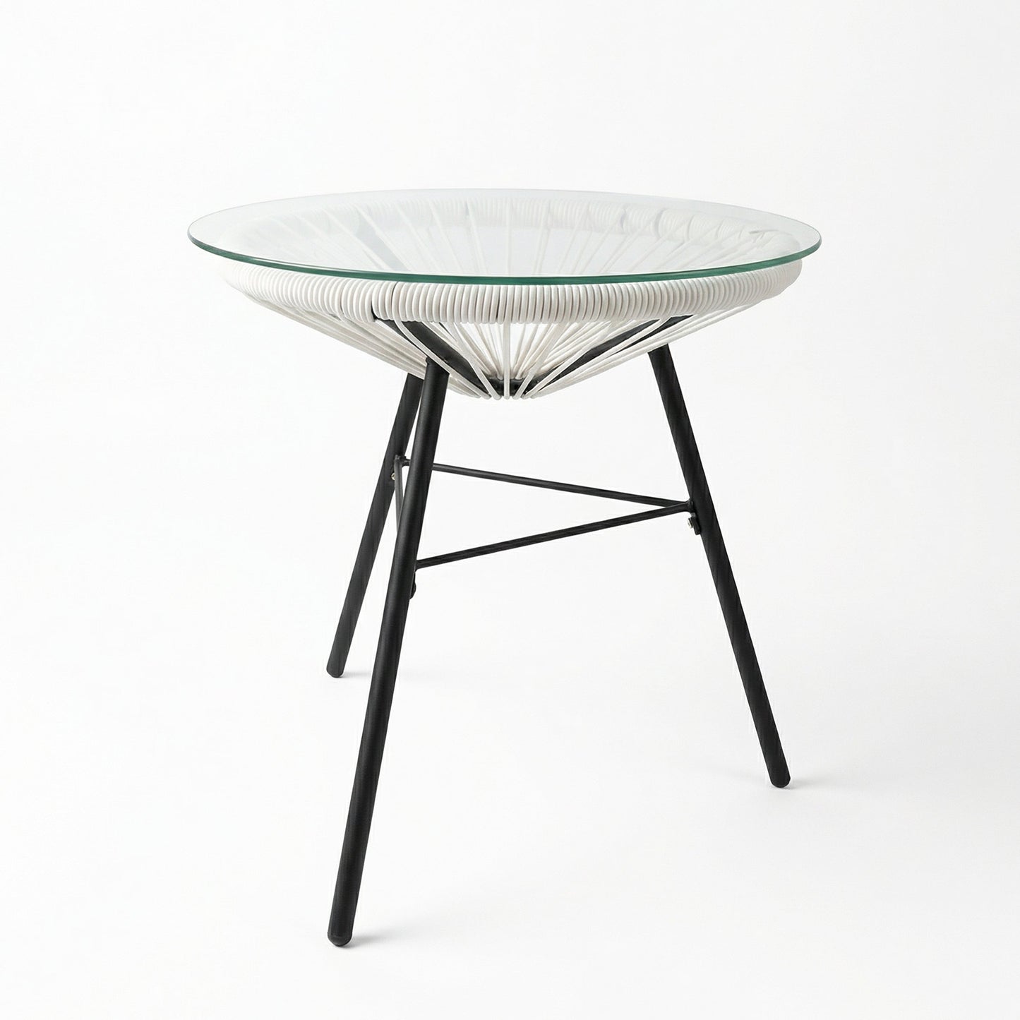 Nusa Outdoor Synthetic Wicker Glass-Top Side Table