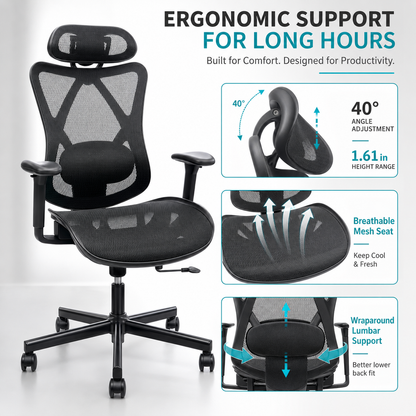 Ergonomic Office Chair with Adjustable Lumbar Support