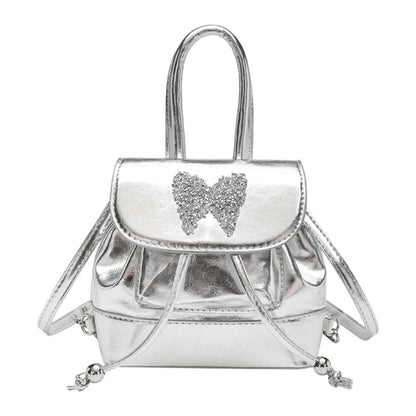 Small silver backpack, bag women's fashion versatile travel mini backpack, student bag, small women backpack purse