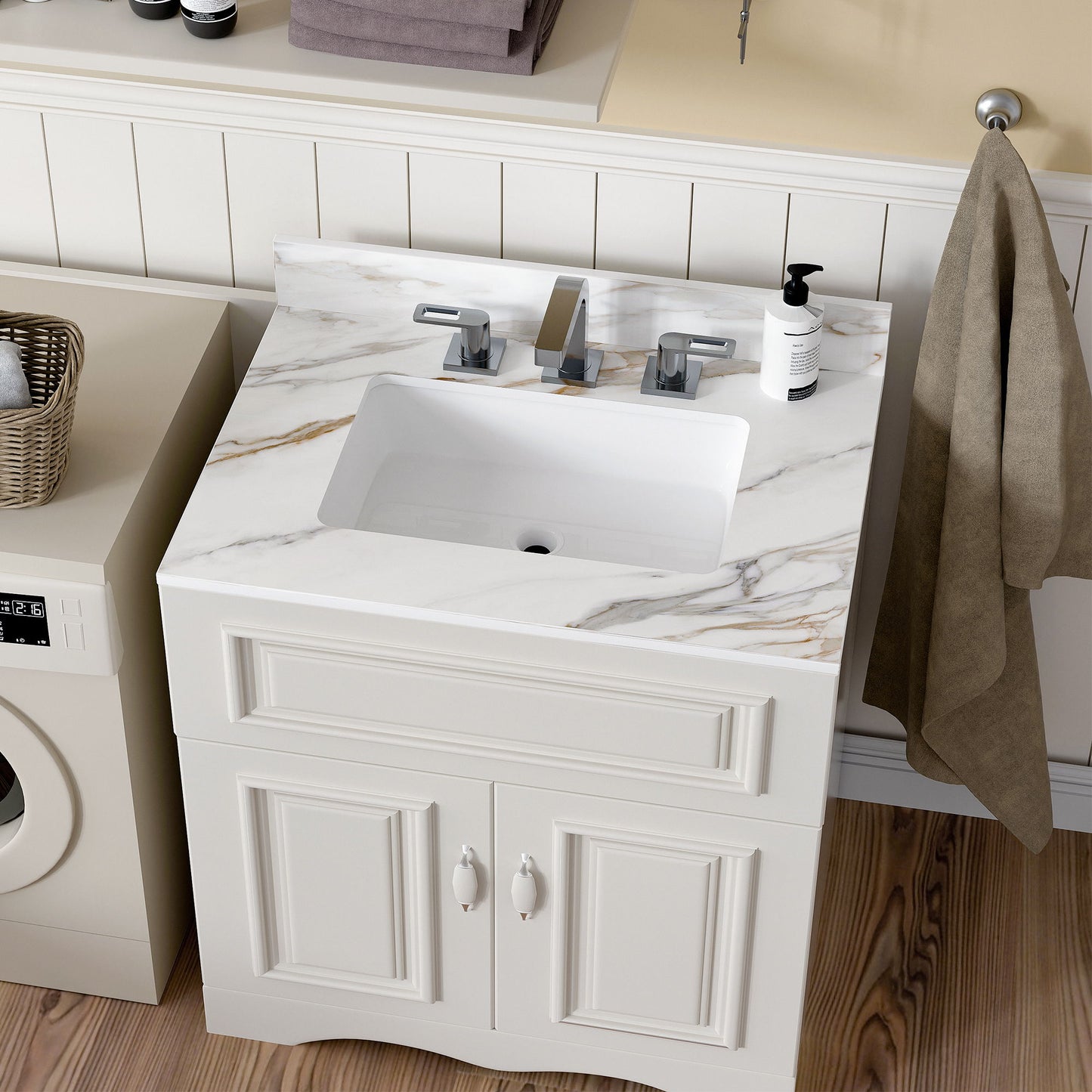 Vanity Top With Undermount Sink And Backsplash, Sintered Stone