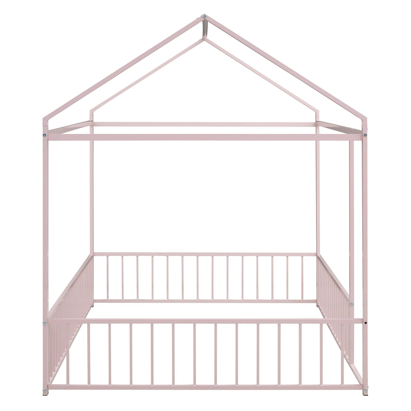Metal Bed House Bed Frame With Fence