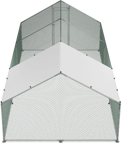 VEVOR Large Metal Chicken Coop, Walk-in Poultry Cage With Waterproof Cover, Outdoor Hen House For Chicken Duck Rabbit Farm