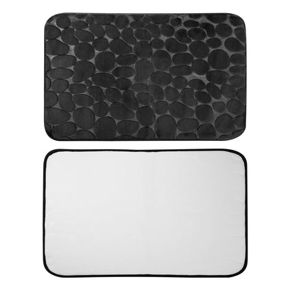 2 Pcs/Set Bathroom Rugs Luxury Flannel Non-Slip Bathroom Rugs Set Soft Pebbles Shower Absorbent Carpet U-Shaped Toilet Mat Washable for Bathroom Entra