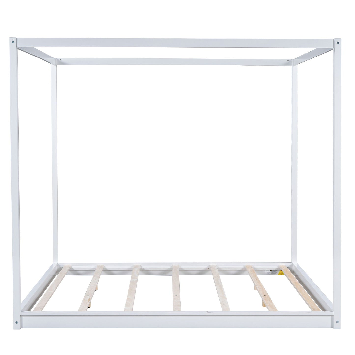 Wood Canopy Platform Bed With Support Legs And Airflow Slats