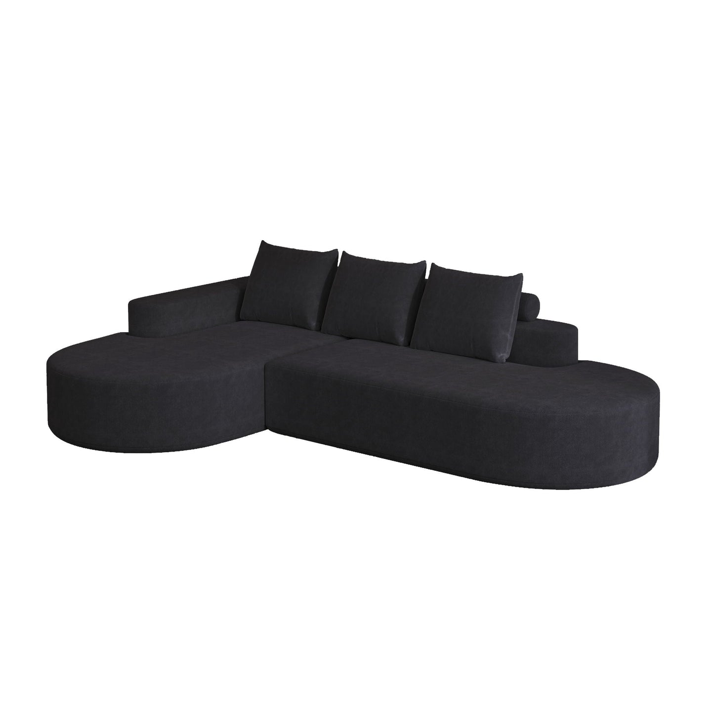 Modern Curved Sofa, L-Shaped Modular Sectional Set With 3 Pillows