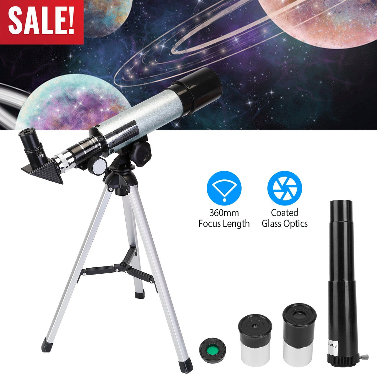 Astronomical Telescope 90X with Tripod for Kids & Beginners