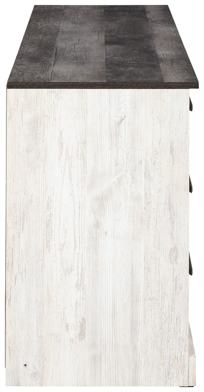 Shawburn - Six Drawer Dresser - Pewter-tone pulls - White / Black / Gray