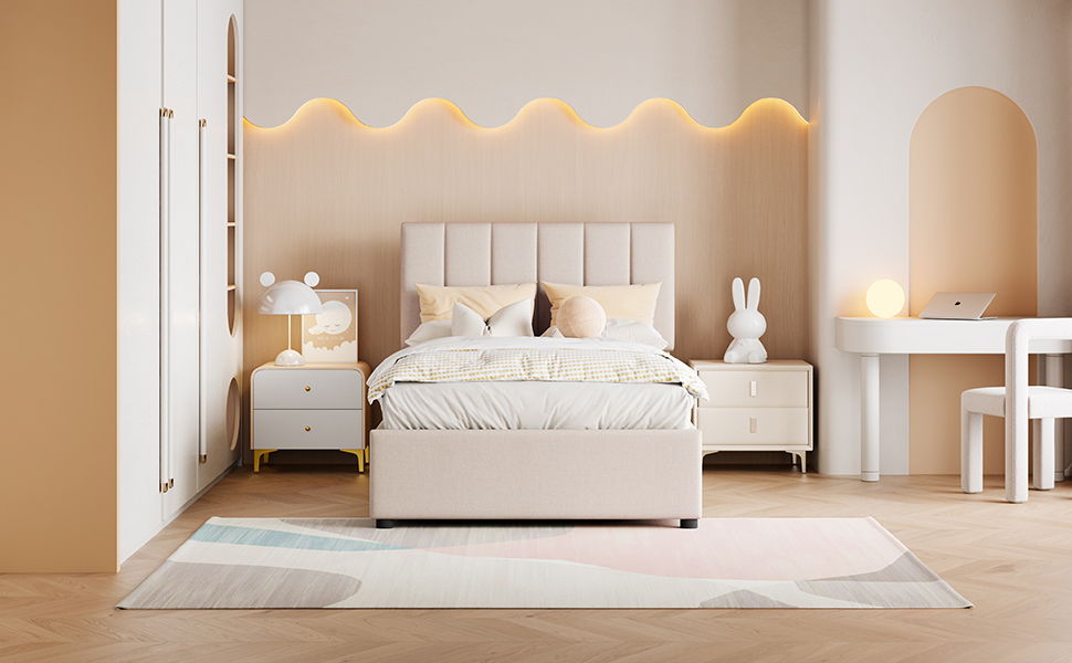 Upholstered Platform Bed With A Hydraulic Storage System