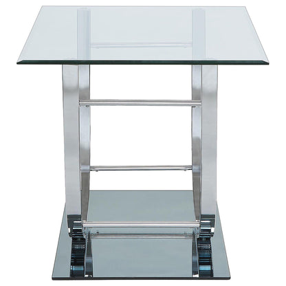 Danville 2-piece Glass Top Coffee and End Table Set Chrome