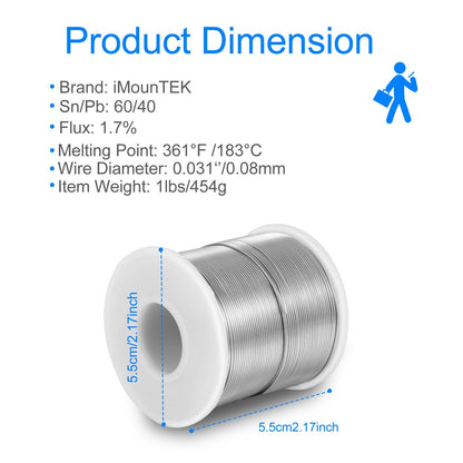 Soldering Wire 60/40 Tin Lead Rosin Core 0.031Ó/0.8mm 1.7% Flux Electrical Solder Wire Sn60 Pb40 1lb