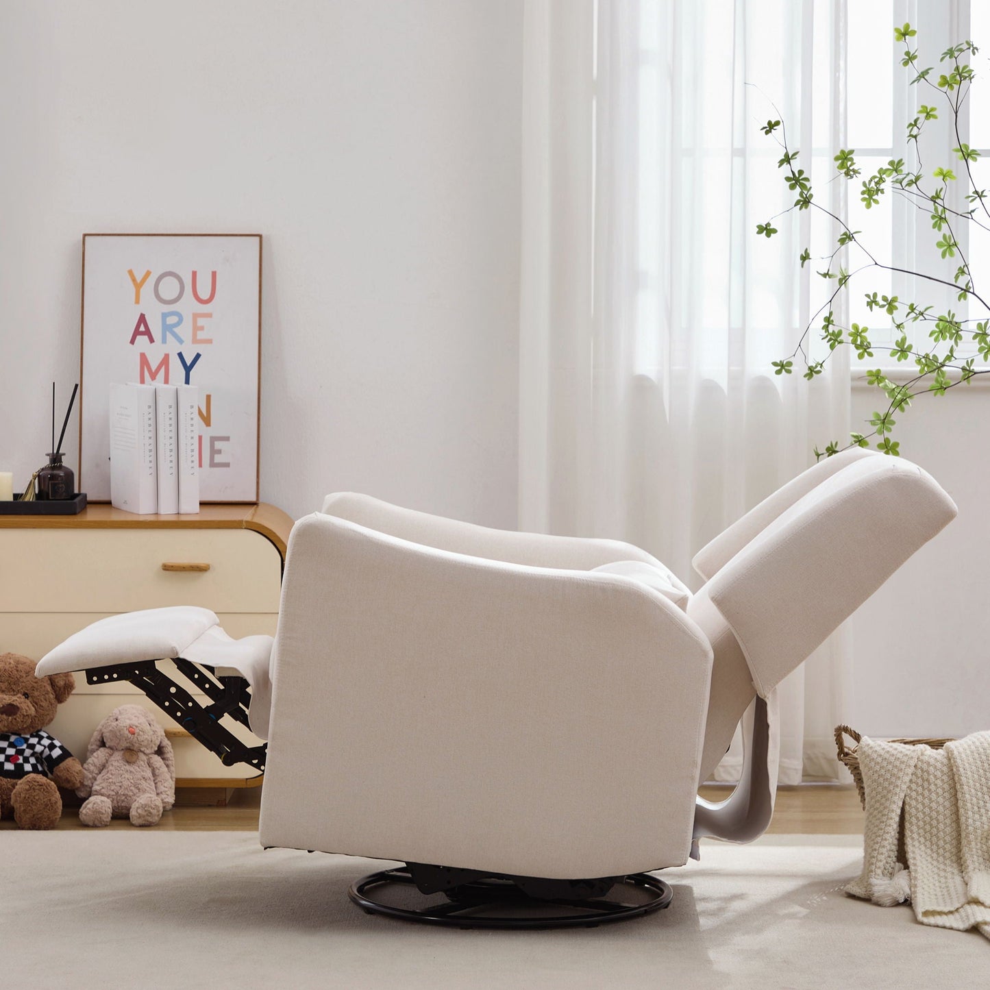 Wide Wingback Swivel Glider Rocker Recliner Chair