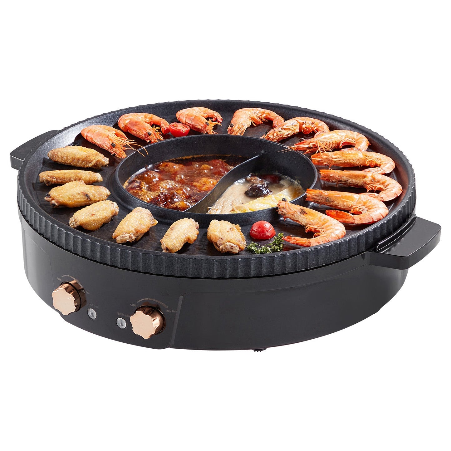 Hot Pot with Grill 1800W 2-in-1 Electric Smokeless Grill Hot Pot for 2-8 People