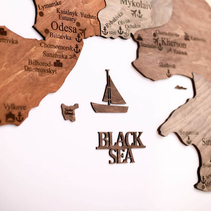Wooden Map of Ukraine Multicolor