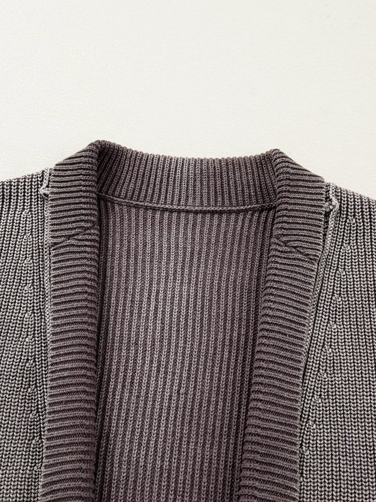 Mineral Wash Exposed Seam Patchwork Knit Open Sweater Cardigan
