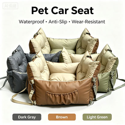 Waterproof Dog Car Seat Bed 2 In 1 Convertible Pet Travel Carrier Safety Booster Seat With Storage Pocket Washable Anti Slip Puppy Car Bed For Small Medium Dogs Reversible 2 Sided Design