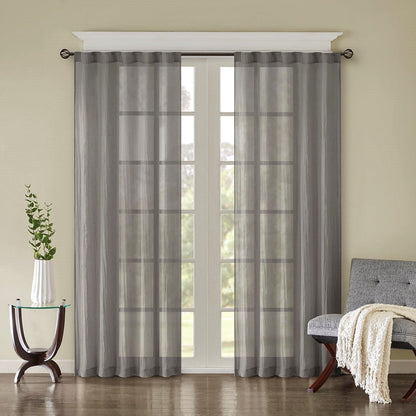 Solid Crushed Curtain Panel Pair (2 Pcs) - Grey