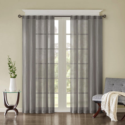Solid Crushed Curtain Panel Pair (2 Pcs) - Grey