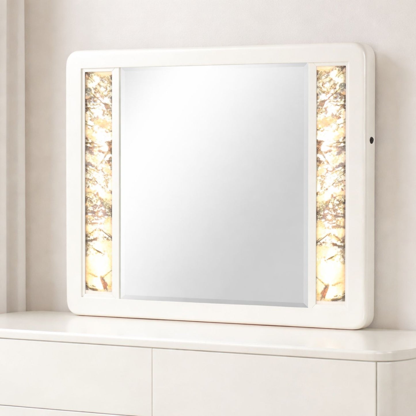 La Pierre - Rectangular Mirror & LED Lighting Panels - Beige