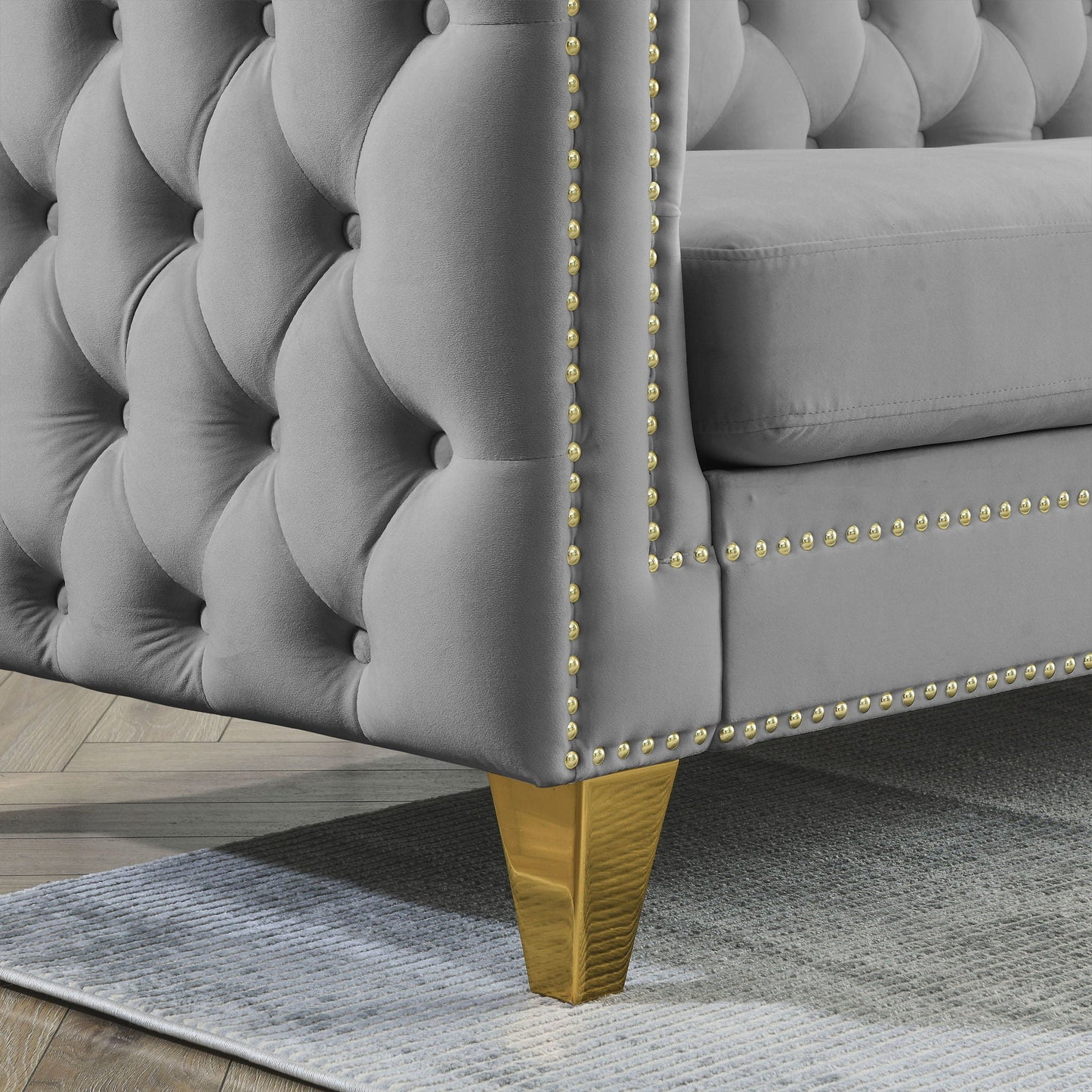 Upholstered Couch Sofa With Button Tufting For Living Room