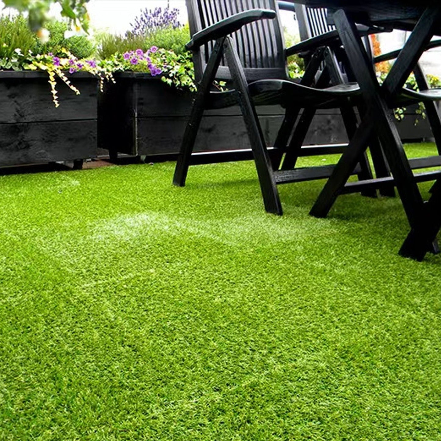 Artificial Lawn Interlocking Grass Tiles For Patio (Set of 36) - Green