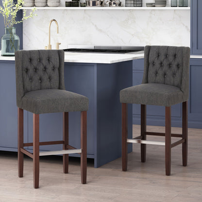 Solstara Upholstered Dining Barstool with Button Tufted and Wing Back