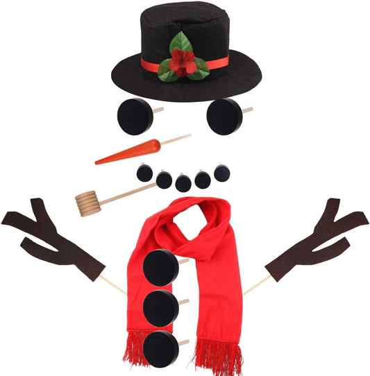 16Pcs Snowman Decorating Dressing Kit Winter Party Kids Outdoor Toys Christmas Decoration Gift Hat Scarf Eye Mouth Nose Accessories