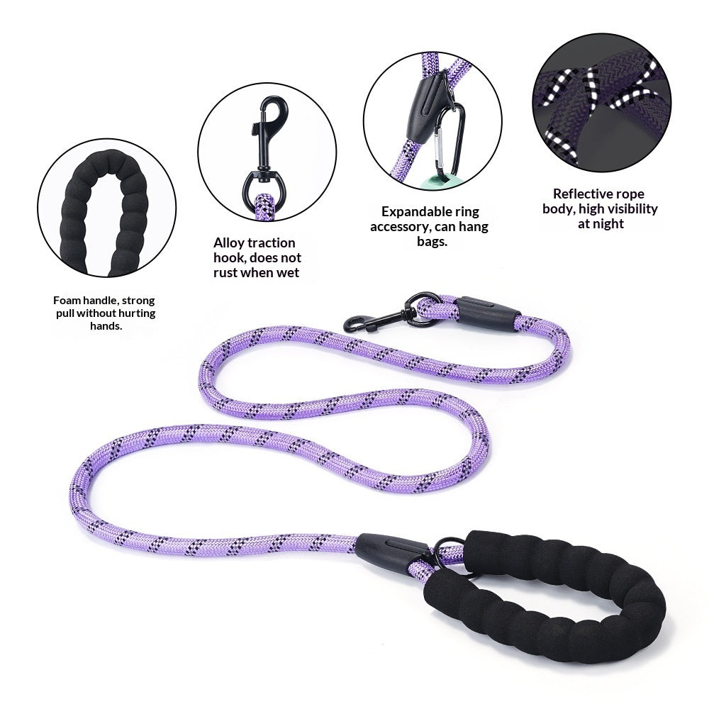 Thickened Reflective Dog Leash - Durable Nylon Pet Walking Lead for Medium Large Dogs