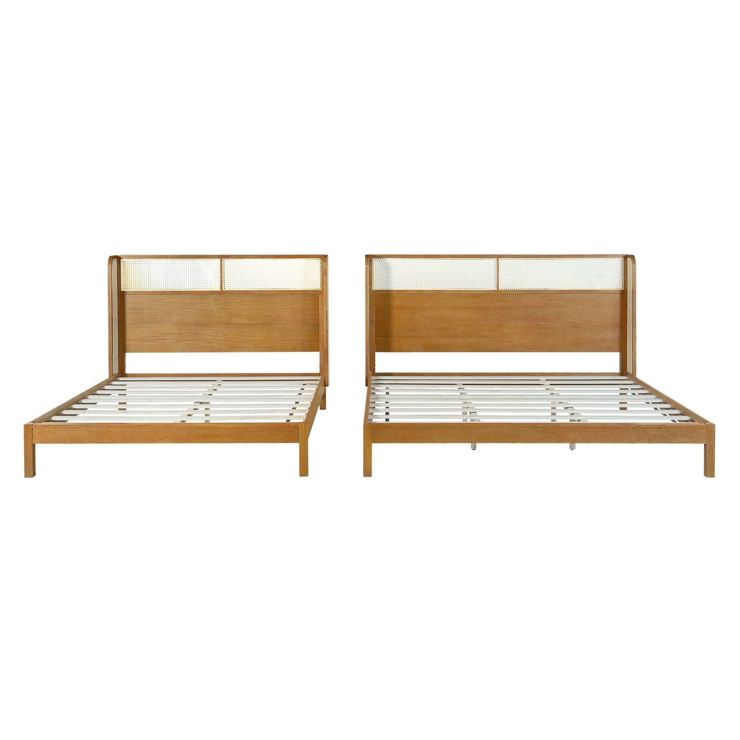 Premium Rubber Wood Platform Queen Bed Frame with Headboard
