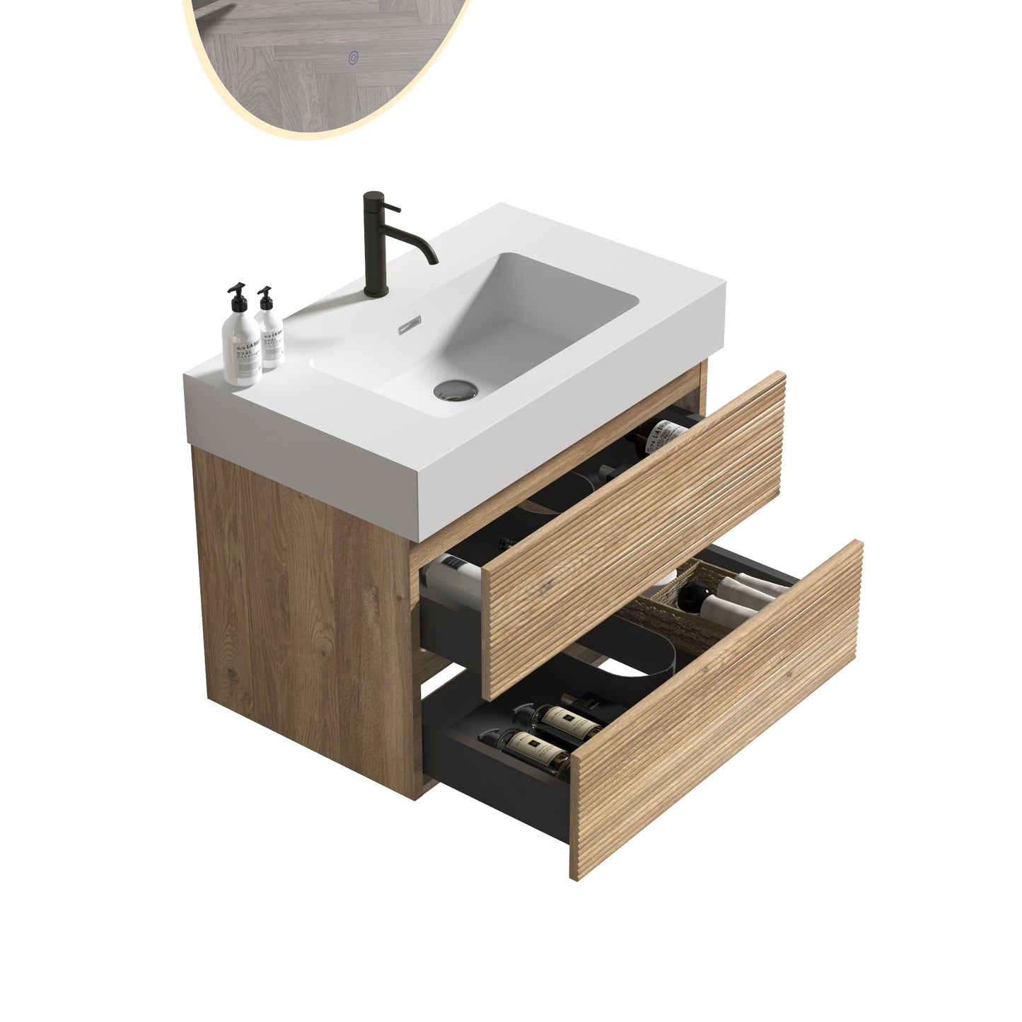 Grace 30 Rough Oak Wall-Mounted Bathroom Vanity