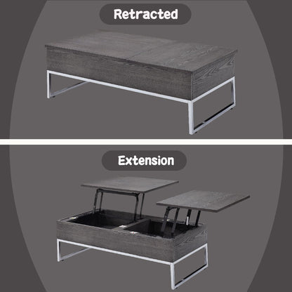 Iban - Coffee Table With Lift Top - Gray Oak & Chrome