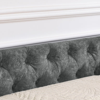 Upholstered Tufted Daybed With 2 Drawers, Waved Arms