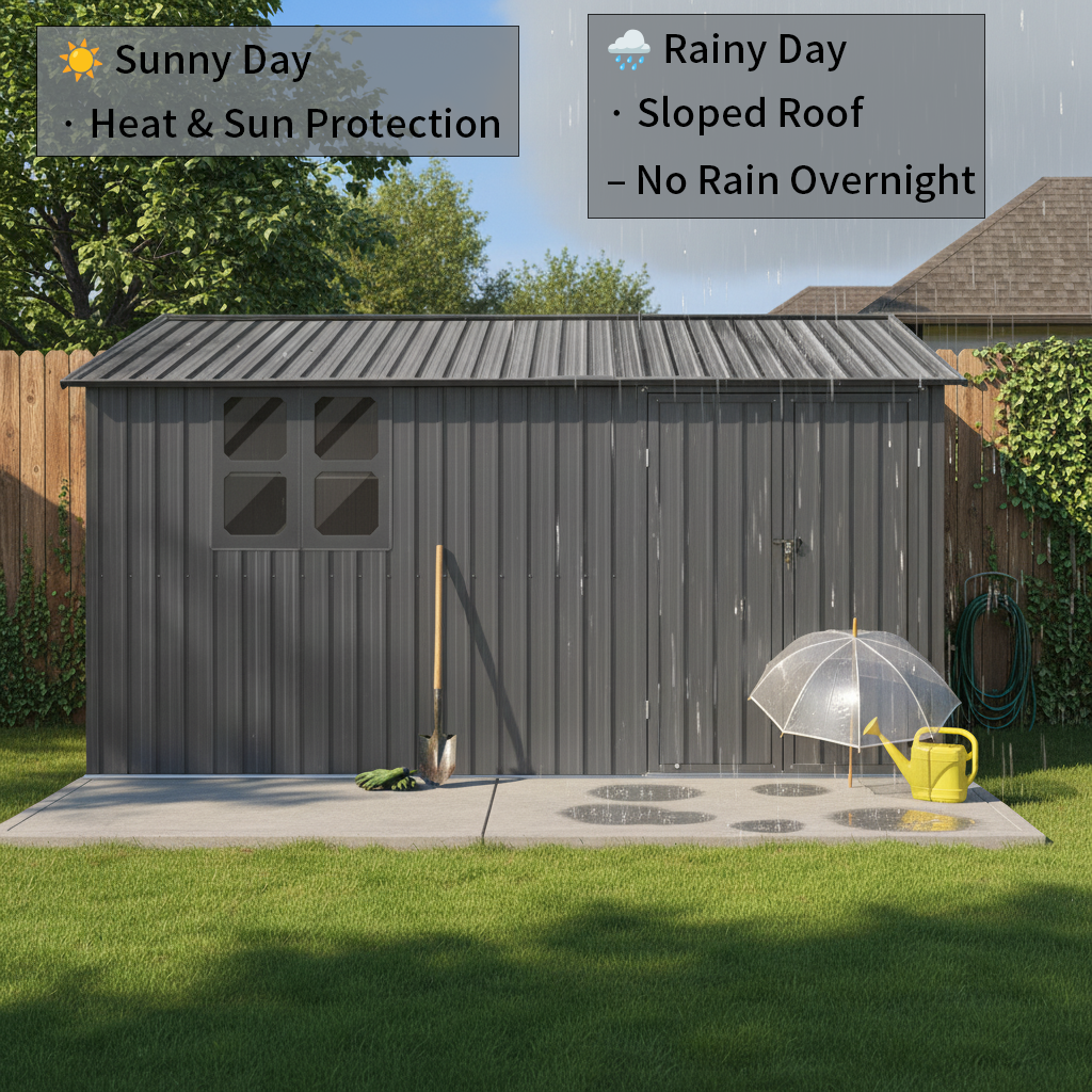 12x10 Ft Metal Garden Shed for Outdoor Storage