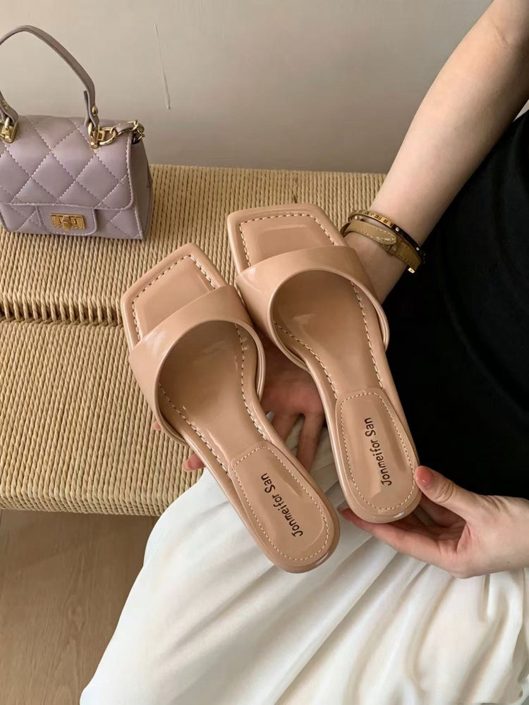 French Style One-Strap Open Toe Sandals For Women, Summer Wedge Comfortable Slip-On Mules, Elegant Ladies Shoes Match Dresses