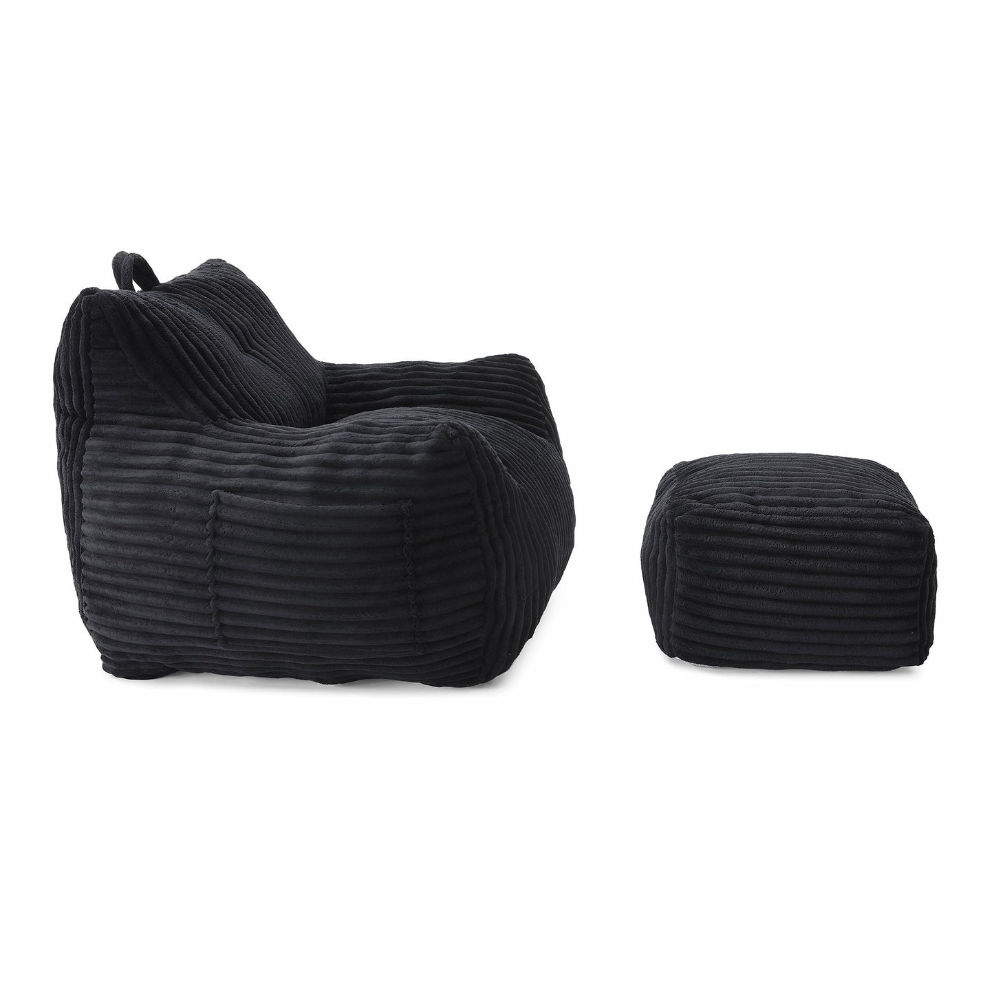 Giant Bean Bag Chair With Armrests And Footstool