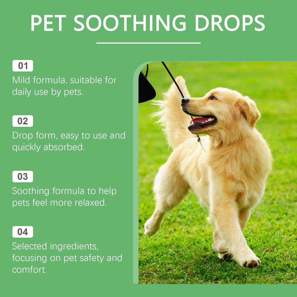 Pet Calming Drops For Dogs & Cats, Natural Soothing Anxiety Relief Supplement, Calm Support For Stress, Separation Anxiety, 30ml